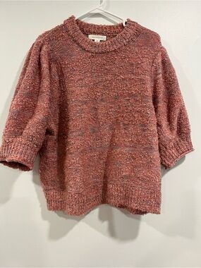 Treasure & Bond Heathered Rose Short-Sleeve Crew Sweater